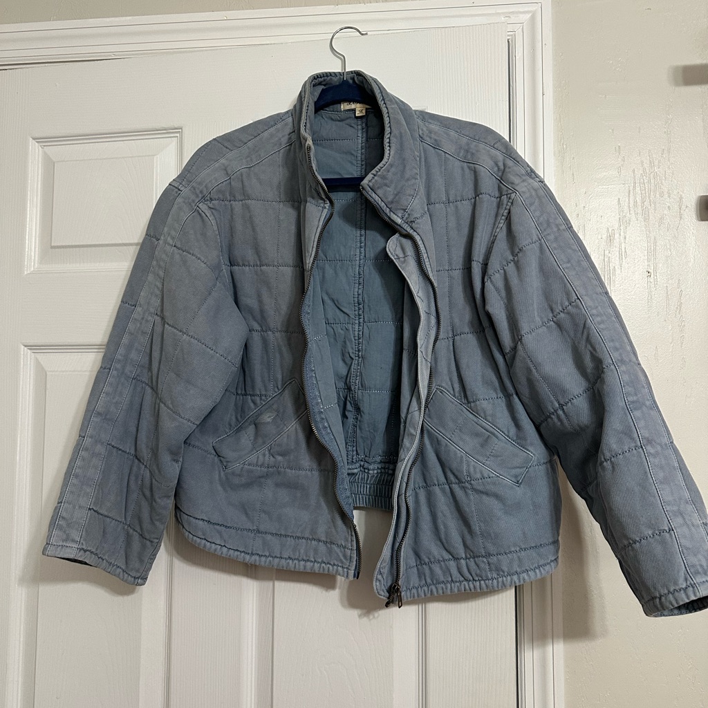 Listicle Light Blue Quilted Utility Jacket Listicle Light Blue Quilted Utility Jacket